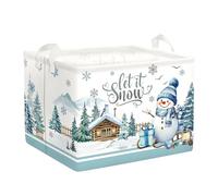 HUUMONSS Snowman Christmas Gift Basket Christmas Tree Shelf Toy Storage Box Collapsible Baby Nursery Hamper, Blue, 36L