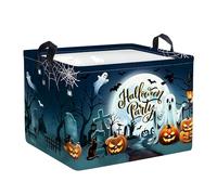 HUUMONSS Spooky Halloween Baby Storage Basket Ghost Bat Pumpkin Collapsible Clothes Kids Laundry Hamper Boo Large Boys Girls Gift Toy Box Bin for Nursery Room,Graveyard,40*30*30 cm