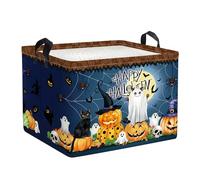 HUUMONSS Spooky Halloween Baby Storage Basket Ghost Bat Pumpkin Collapsible Clothes Kids Laundry Hamper Boo Large Boys Girls Gift Toy Box Bin for Nursery Room,Hat Witch,40*30*30 cm