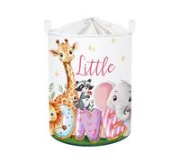 HUUMONSS Tropical Animals Baby Laundry Hamper Collapsible Clothes Kid Storage Basket Giraffe Elephant Large Boys Girls Gift Toy Box Bin for Nursery, Raccoon, 63L