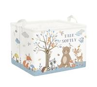 HUUMONSS Woodland Animals Baby Laundry Hamper Collapsible Clothes Kids Storage Basket Large Bear Deer Boys Girls Gift Toy Box Bin for Nursery Room, Grey, 36L