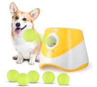 HuuppHip Automatic Dog Ball Launcher,Dog Ball Thrower with 10-30ft Launch Distance Adjustable,Tennis Ball Launcher for Dogs Indoor Outdoor with 6 Mini Balls,Interactive Dog Toys for Small Dogs