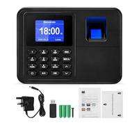 HuuppHip Clocking in Machine for Small Business, Employee Time Clock, Fingerprint Scan Card Machine with 2.4 inch LCD Screen, Check in Recorder with 8G USB drive for Business