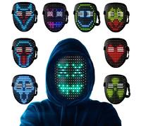 HuuppHip LED Face Mask with Gesture Sensing Masquerade Mask Rechargeable LED Light Up for Halloween Christmas Costume Party Cosplay Carnival Masquerade