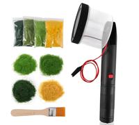HuuppHip Mini Static Grass Applicator, 4 Colors 4 Grass for Flocking Machine, Mini Applicator with Anti-Slip Handle Ideal for DIY Scenic Modelling and Sand Table Craft Accessory