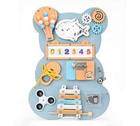 HuuppHip Toddler Activity Busy Board Wooden Handmade Montessori Sensory Toy with 10-in-1 Sensory Activities Enhances Fine Motor Skills and Cognitive Development Learning Toys for 3 Year Olds