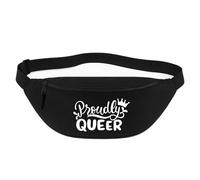 Huuraa Bum Bag Proudly Queer Krone Gift Crossbody Bag Black 2.5 liters Proudly Queer Krone Gift idea