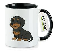 Huuraa Coffee Cup Wire-haired Dachshund Gift Cup Black 330ml Wire-haired Dachshund Present