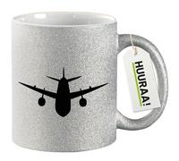 Huuraa Coffee Mug Airplane Gift Mug Silver 330ml Airplane Present