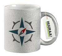 Huuraa Coffee Mug Compass Gift Mug Silver 330ml Compass Present