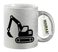 Huuraa Coffee Mug Excavator Gift Mug Silver 330ml Excavator Present