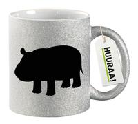 Huuraa Coffee Mug Hippopotamus Gift Mug Silver 330ml Hippopotamus Present