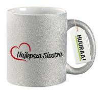 Huuraa Coffee Mug Najlepsza Siostra Gift Mug Silver 330ml Najlepsza Siostra Present