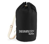 Huuraa Duffel Bag Indianapolis My Love Gift Backpack Black 20 liters Cotton Indianapolis My Love Gift idea