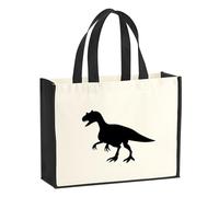 Huuraa Jute bag Allosaurus Gift shopper shopping bag Black 21 liters jute and cotton Allosaurus Attention