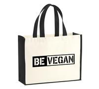 Huuraa Jute bag Be Vegan Modern Gift shopper shopping bag Black 21 liters jute and cotton Be Vegan Modern Attention