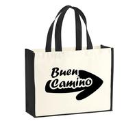 Huuraa Jute bag Buen Camino Gift shopper shopping bag Black 21 liters jute and cotton Buen Camino Attention