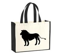 Huuraa Jute bag Lion Gift shopper shopping bag Black 21 liters jute and cotton Lion Attention