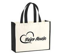 Huuraa Jute bag Mejor Abuelo Gift shopper shopping bag Black 21 liters jute and cotton Mejor Abuelo Attention