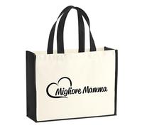 Huuraa Jute bag Migliore Mamma Gift shopper shopping bag Black 21 liters jute and cotton Migliore Mamma Attention