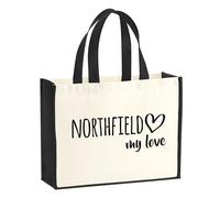 Huuraa Jute bag Northfield my love Gift shopper shopping bag Black 21 liters jute and cotton Northfield my love Attention