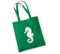 Huuraa Shopping bag seahorse Gift bag Kelly Green 10 liters cotton seahorse Present