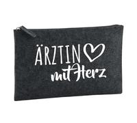 Huuraa Toiletry Bag Ärztin mit Herz Gift Cosmetic Bag Charcoal 1 Liter Felt Ärztin mit Herz Gift idea