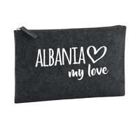Huuraa Toiletry Bag Albania My Love Gift Cosmetic Bag Charcoal 1 Liter Felt Albania My Love Gift idea