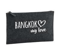 Huuraa Toiletry Bag Bangkok My Love Gift Cosmetic Bag Charcoal 1 Liter Felt Bangkok My Love Gift idea