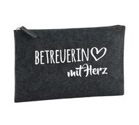 Huuraa Toiletry Bag Betreuerin mit Herz Gift Cosmetic Bag Charcoal 1 Liter Felt Betreuerin mit Herz Gift idea