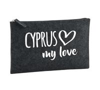 Huuraa Toiletry Bag Cyprus My Love Gift Cosmetic Bag Charcoal 1 Liter Felt Cyprus My Love Gift idea
