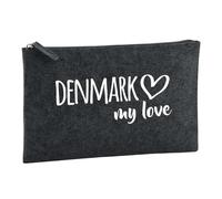 Huuraa Toiletry Bag Denmark My Love Gift Cosmetic Bag Charcoal 1 Liter Felt Denmark My Love Gift idea
