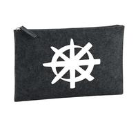 Huuraa Toiletry Bag Dharma Wheel Gift Cosmetic Bag Charcoal 1 Liter Felt Dharma Wheel Gift idea