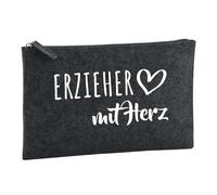 Huuraa Toiletry Bag Erzieher mit Herz Gift Cosmetic Bag Charcoal 1 Liter Felt Erzieher mit Herz Gift idea