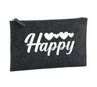 Huuraa Toiletry Bag Happy Herzen Gift Cosmetic Bag Charcoal 1 Liter Felt Happy Herzen Gift idea