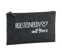Huuraa Toiletry Bag Holsteinerin mit Herz Gift Cosmetic Bag Charcoal 1 Liter Felt Holsteinerin mit Herz Gift idea