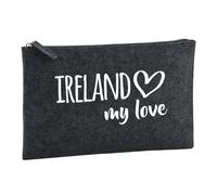 Huuraa Toiletry Bag Ireland My Love Gift Cosmetic Bag Charcoal 1 Liter Felt Ireland My Love Gift idea