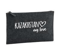 Huuraa Toiletry Bag Kazakhstan My Love Gift Cosmetic Bag Charcoal 1 Liter Felt Kazakhstan My Love Gift idea