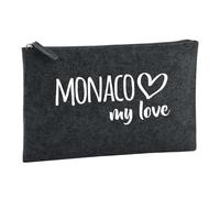 Huuraa Toiletry Bag Monaco My Love Gift Cosmetic Bag Charcoal 1 Liter Felt Monaco My Love Gift idea