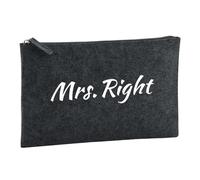 Huuraa Toiletry Bag Mrs. Right Schriftzug Gift Cosmetic Bag Charcoal 1 Liter Felt Mrs. Right Schriftzug Gift idea