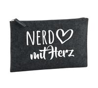 Huuraa Toiletry Bag Nerd mit Herz Gift Cosmetic Bag Charcoal 1 Liter Felt Nerd mit Herz Gift idea