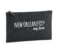 Huuraa Toiletry Bag New Orleans My Love Gift Cosmetic Bag Charcoal 1 Liter Felt New Orleans My Love Gift idea