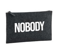 Huuraa Toiletry Bag Nobody Schriftzug Gift Cosmetic Bag Charcoal 1 Liter Felt Nobody Schriftzug Gift idea
