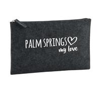 Huuraa Toiletry Bag Palm Springs My Love Gift Cosmetic Bag Charcoal 1 Liter Felt Palm Springs My Love Gift idea