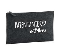 Huuraa Toiletry Bag Patentante mit Herz Gift Cosmetic Bag Charcoal 1 Liter Felt Patentante mit Herz Gift idea
