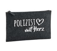 Huuraa Toiletry Bag Polizist mit Herz Gift Cosmetic Bag Charcoal 1 Liter Felt Polizist mit Herz Gift idea