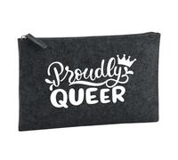 Huuraa Toiletry Bag Proudly Queer Krone Gift Cosmetic Bag Charcoal 1 Liter Felt Proudly Queer Krone Gift idea