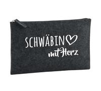 Huuraa Toiletry Bag Schwäbin mit Herz Gift Cosmetic Bag Charcoal 1 Liter Felt Schwäbin mit Herz Gift idea