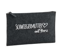 Huuraa Toiletry Bag Schwiegermutter mit Herz Gift Cosmetic Bag Charcoal 1 Liter Felt Schwiegermutter mit Herz Gift idea