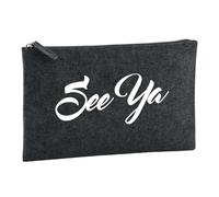 Huuraa Toiletry Bag See Ya Spruch Gift Cosmetic Bag Charcoal 1 Liter Felt See Ya Spruch Gift idea